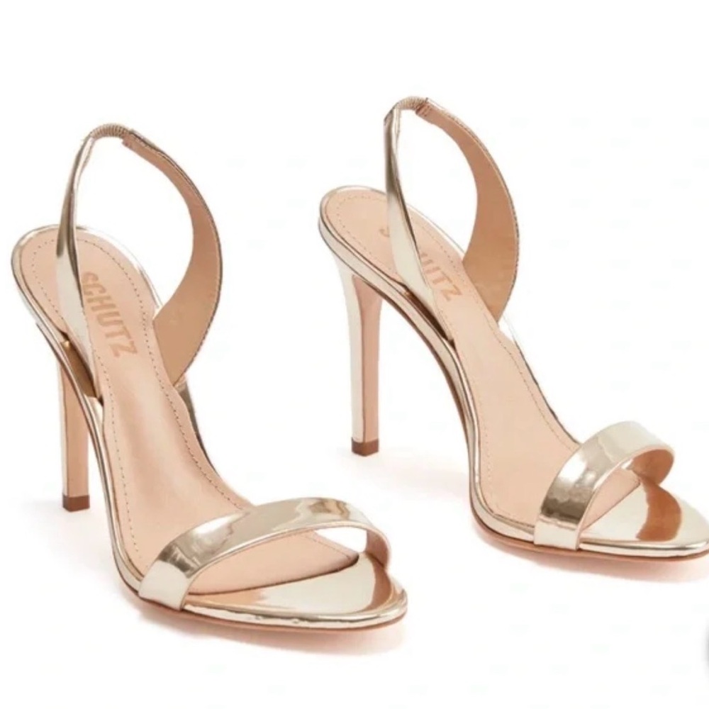 SCHUTZ Silver Strappy High Heels